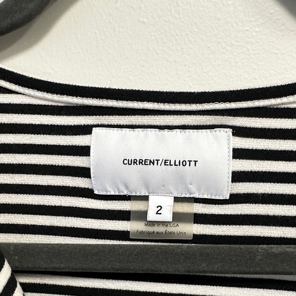 Current/Elliott Sz 2 Leighton Stripe Half Zip Tee - Picture 5 of 9